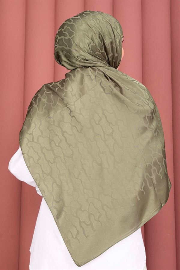 Self-Patterned Jacquard Shawl Series Green Olive