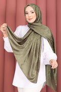 Self-Patterned Jacquard Shawl Series Green Olive