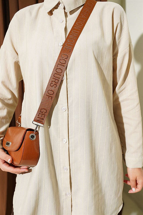 Self-striped Shirt, Beige