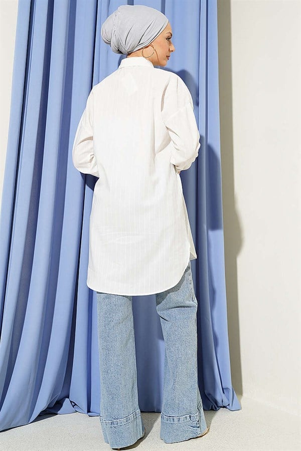 Self-Striped Shirt White
