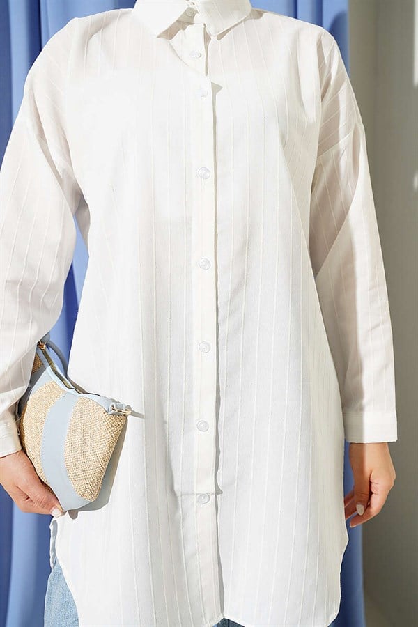 Self-Striped Shirt White