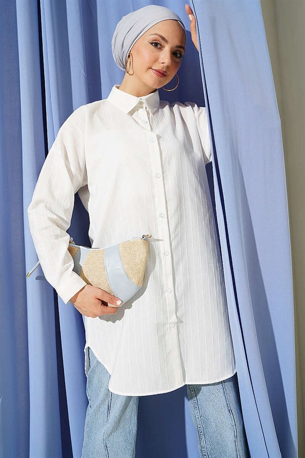 Self-Striped Shirt White