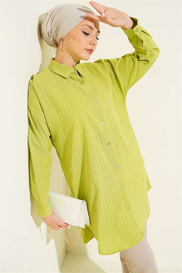 Self-striped Shirt Green