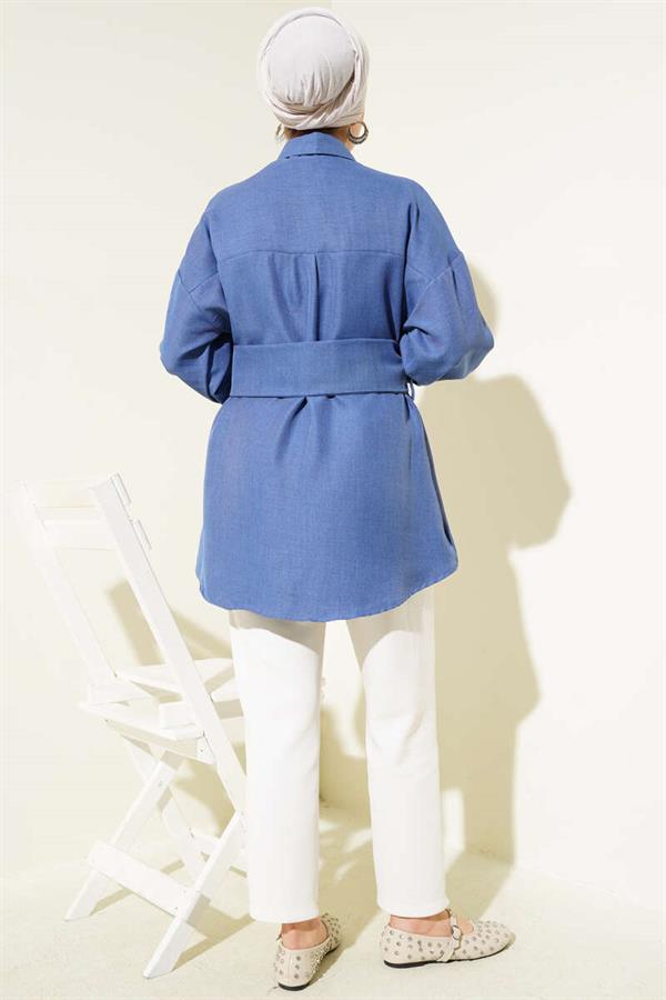 Self Wide Belted Shirt Indigo