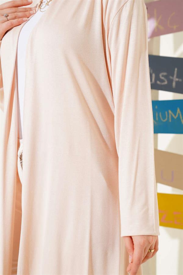 Self Belted Basic Cardigan Beige