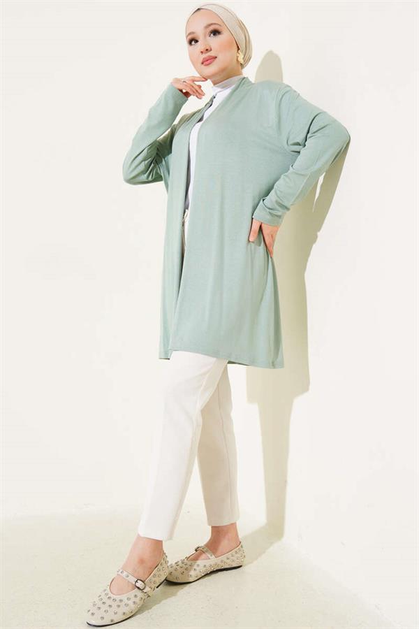 Self Belted Basic Cardigan Almond Green