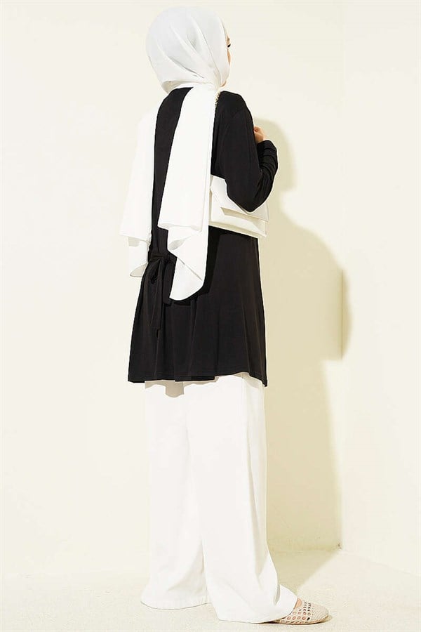 Self-Belted Basic Cardigan Black
