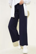 Self Belted Double Trousers Navy Blue