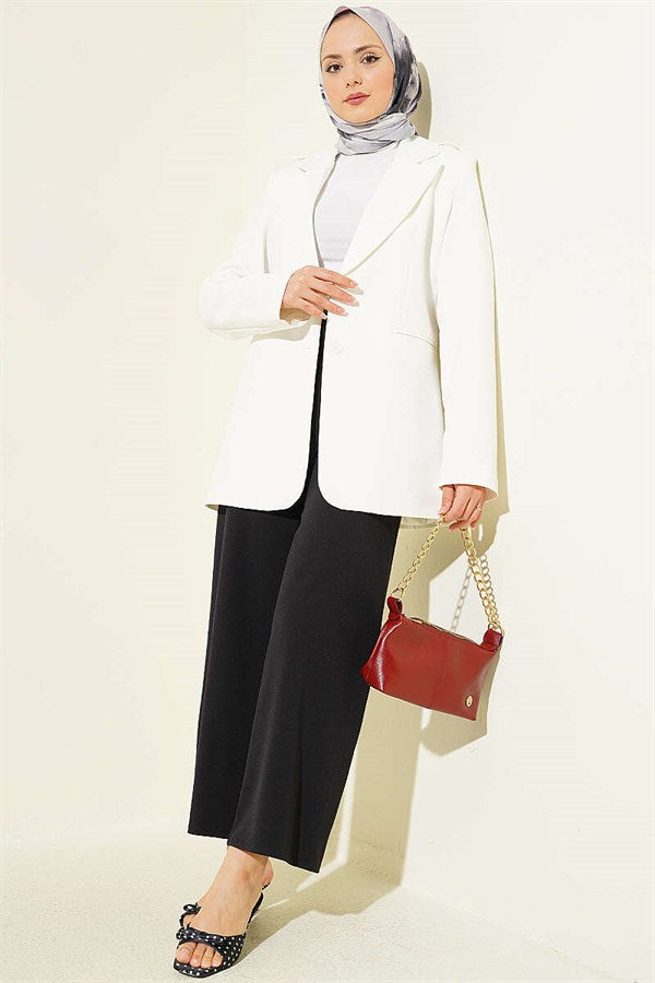 Self-Belted Double Pants Black