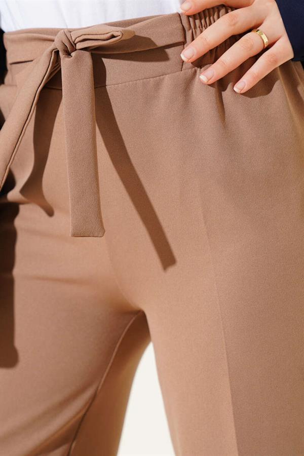 Self Belted Double Trousers Mink