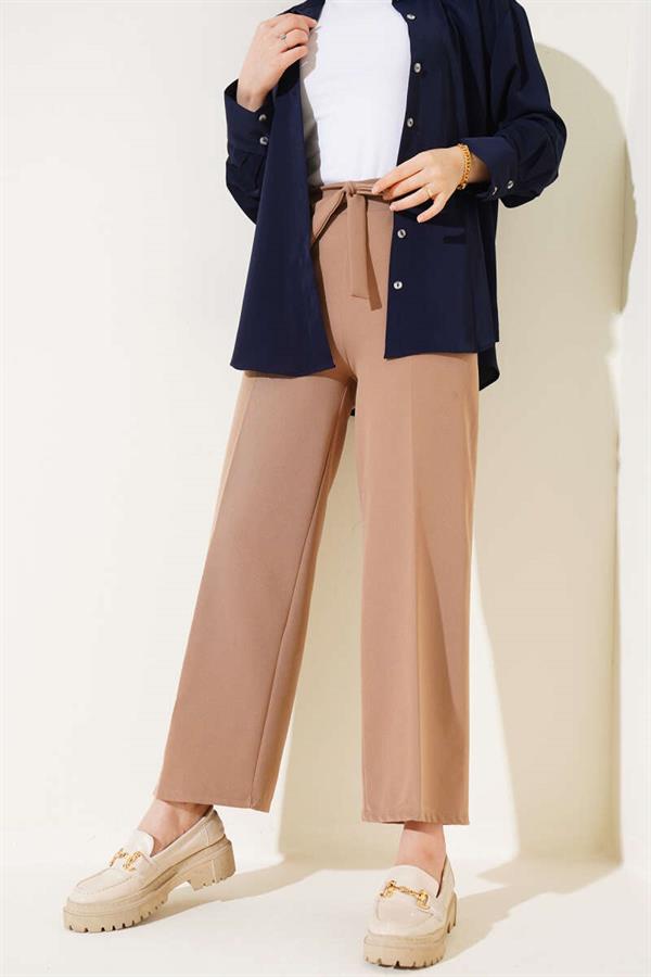 Self Belted Double Trousers Mink