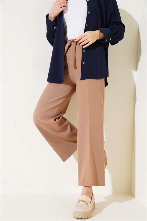 Self Belted Double Trousers Mink