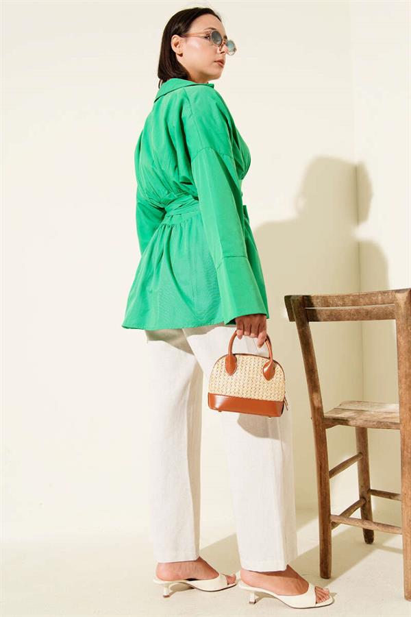 Self-Belted Gathered Front Tunic Benetton