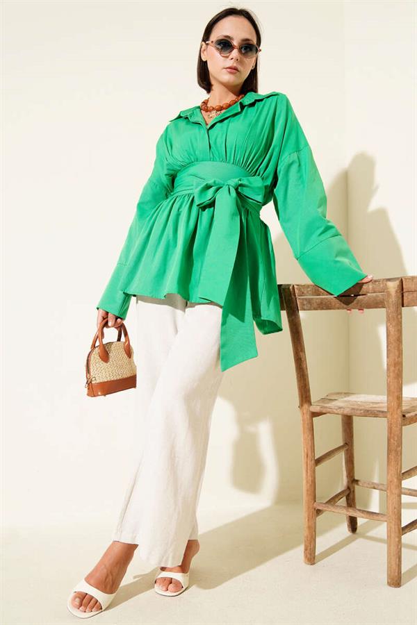 Self-Belted Gathered Front Tunic Benetton