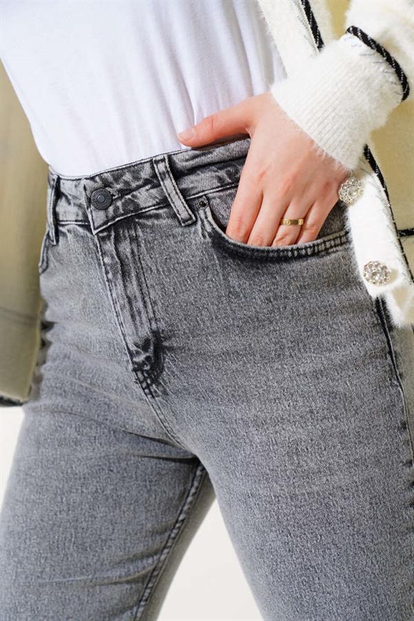 Cut-off Skinny Jeans Grey Snow