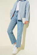 Cut Out Skinny Lycra Denim Jeans Light Snow