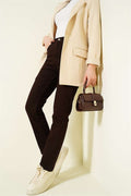 Cut Out Skinny Lycra Denim Jeans, Brown