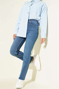 Cut Out Slim Fit Lycra Denim Jeans Blue