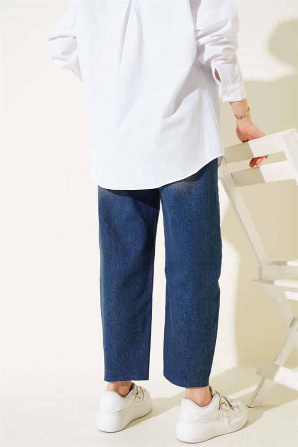 Cut-Ankle Baggy Fit Denim Trousers Tinted