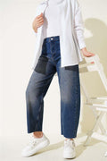 Cut-Ankle Baggy Fit Denim Trousers Tinted