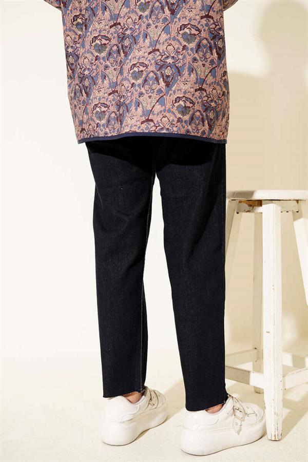 Cut-Leg Mom Jeans Navy Blue