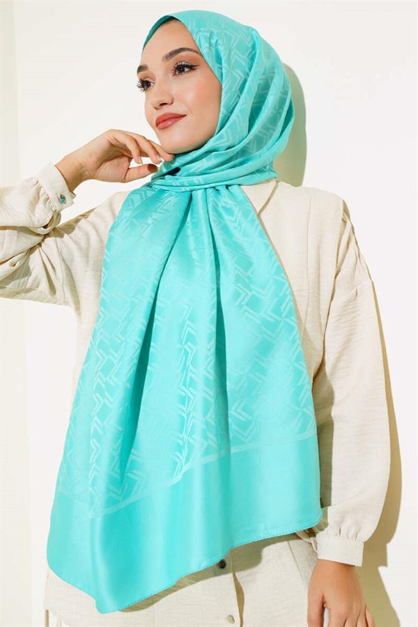 Intersection Pattern Jacquard Shawl Turquoise -118