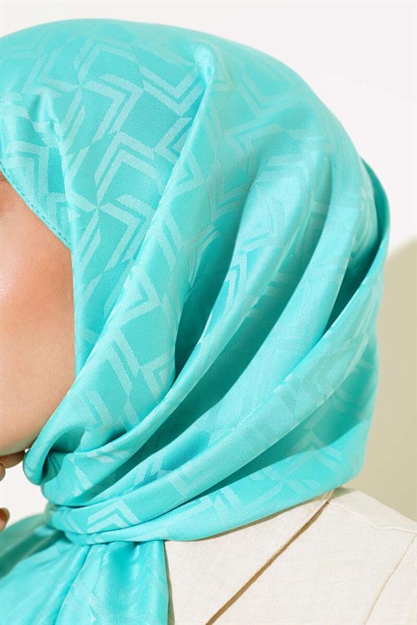 Intersection Pattern Jacquard Shawl Turquoise -118