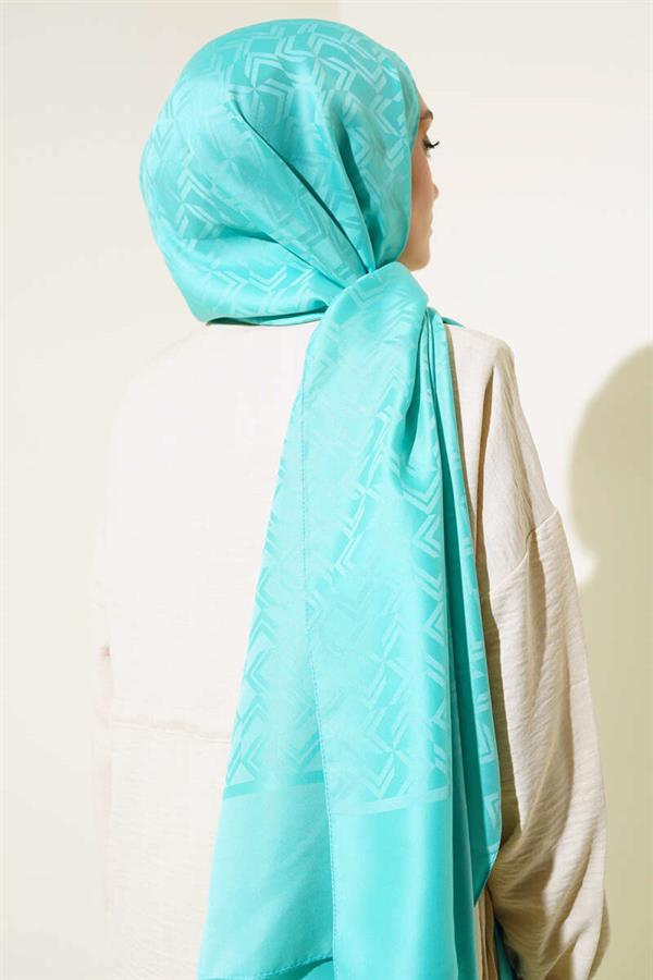 Intersection Pattern Jacquard Shawl Turquoise -118