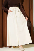 Linen Double Pocket Skirt with Stone