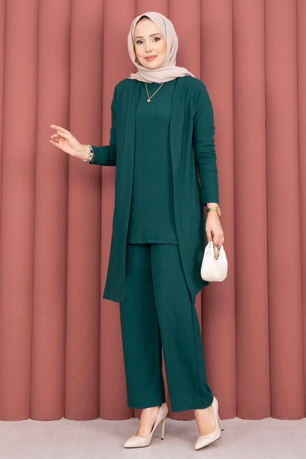 Kimono Hijab 3 Piece Set, Emerald