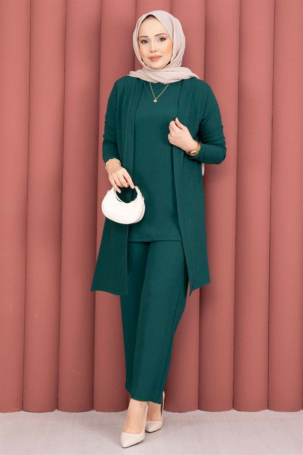 Kimono Hijab 3 Piece Set, Emerald