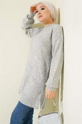 Cherry Bunch Embossed Soft Knit Tunic Gray
