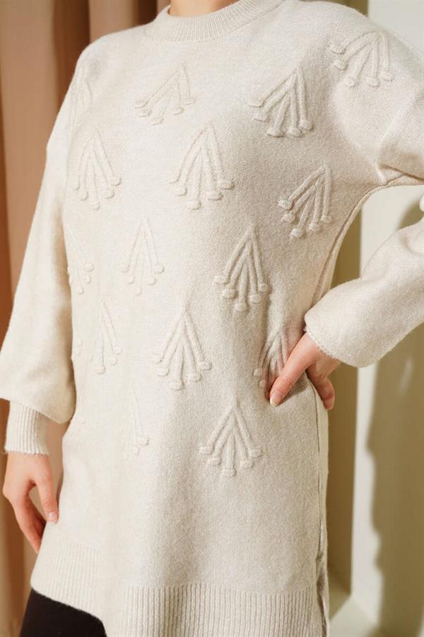 Cherry Bunch Embossed Soft Knit Tunic Stone