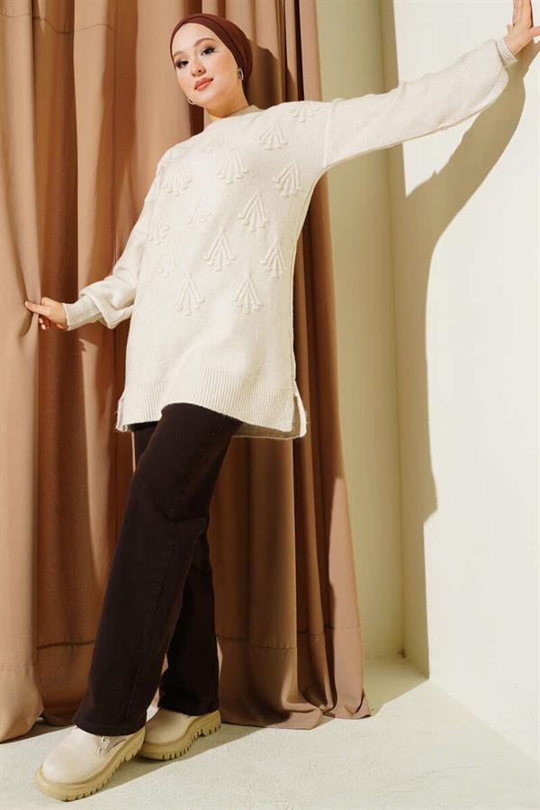 Cherry Bunch Embossed Soft Knit Tunic Stone