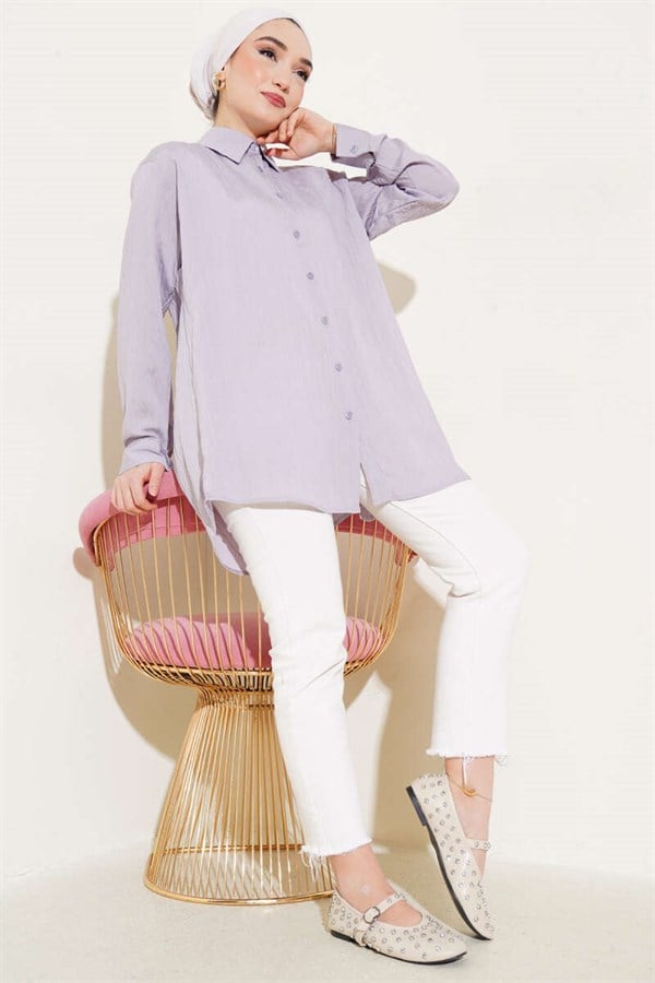 Wrinkled Striped Shirt Stone