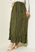 Crinkle Pleated Skirt Khaki