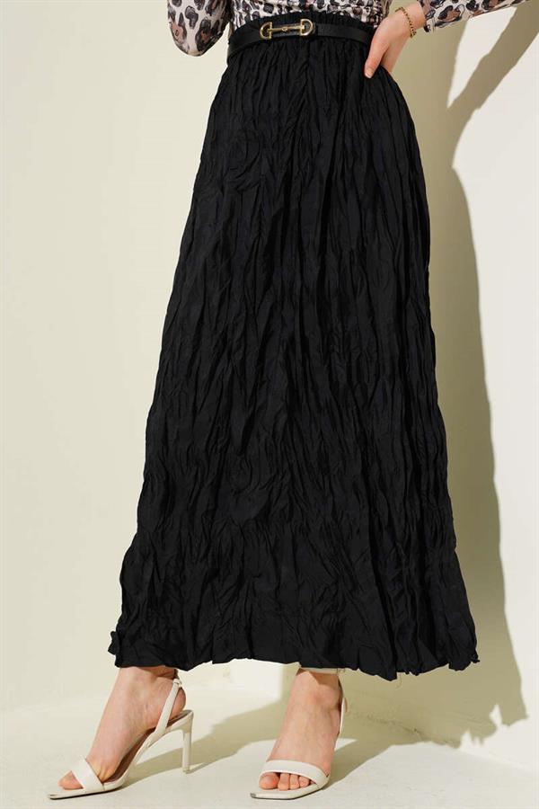 Crinkle Pleated Skirt Black