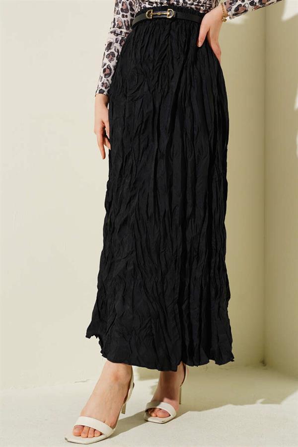 Crinkle Pleated Skirt Black