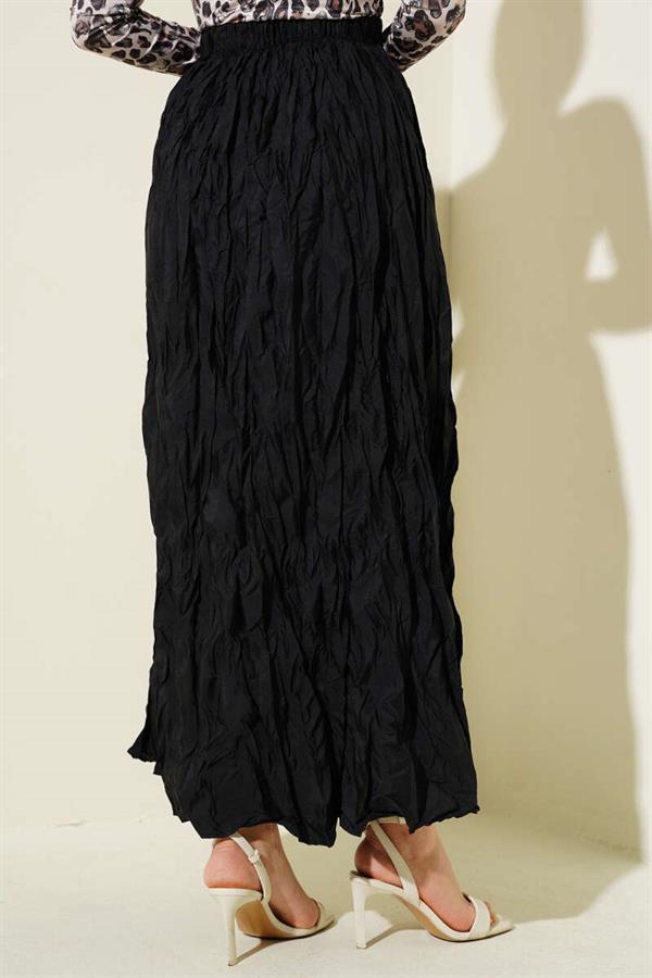Crinkle Pleated Skirt Black