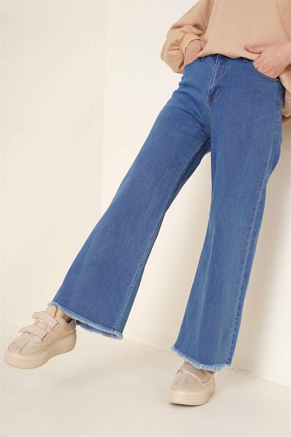 Short Tassel Jeans Denim Blue