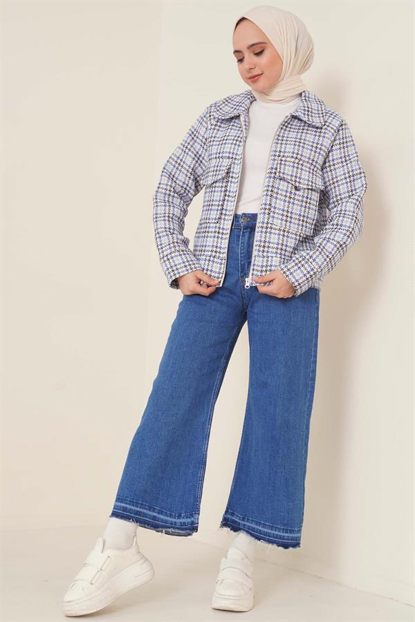Short Tassel Jeans Mid Denim