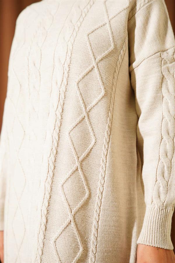 Curved Knitted Sweater Dress Stone