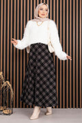 Classic Plaid Pattern Scuba Skirt Black