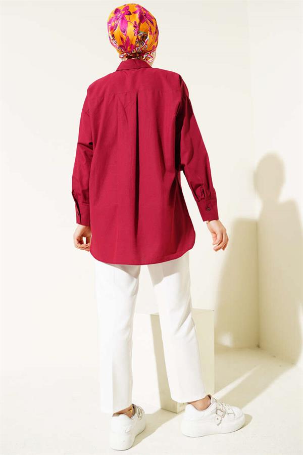 Classic Collar Pocket Shirt Claret Red