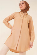 Classic Collar Oval Cut Latte Shirt