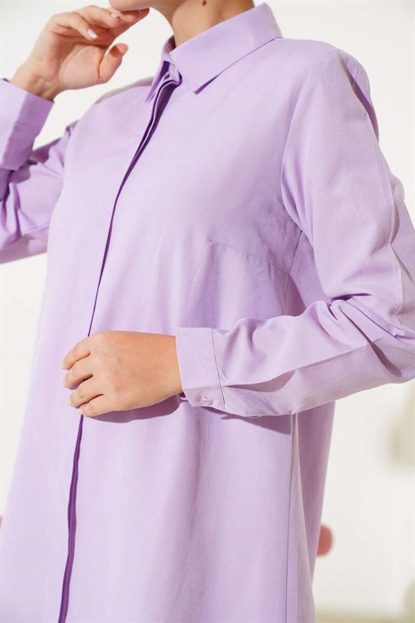 Classic Collar Oval Cut Lilac Shirt