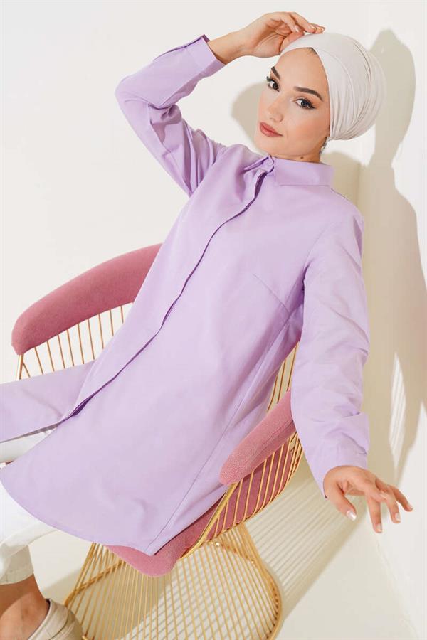 Classic Collar Oval Cut Lilac Shirt