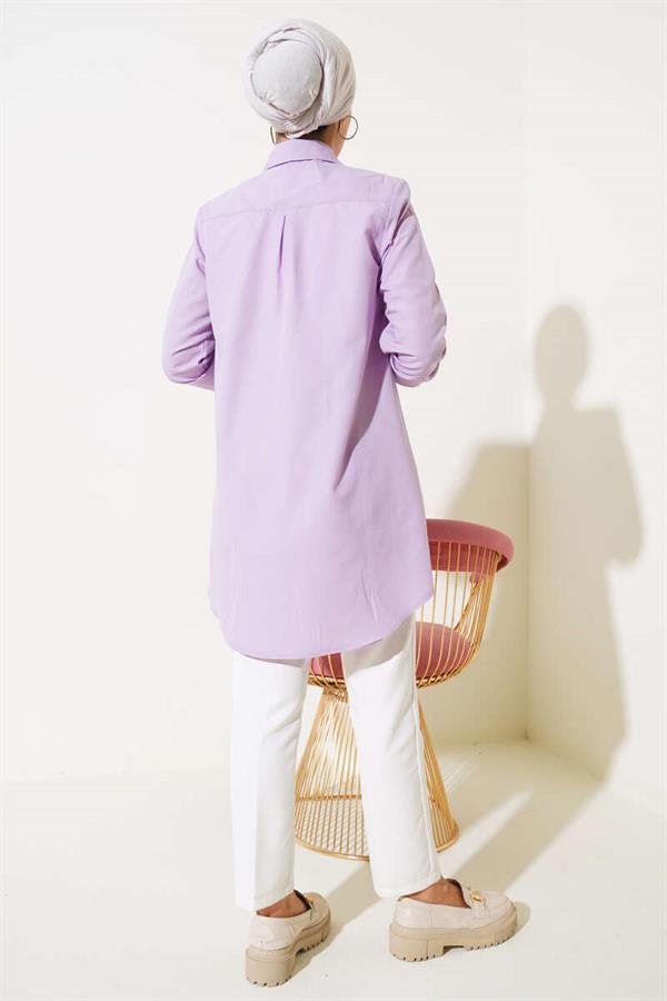 Classic Collar Oval Cut Lilac Shirt