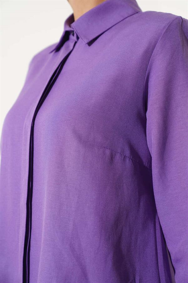 Classic Collar Oval Cut Violet Shirt