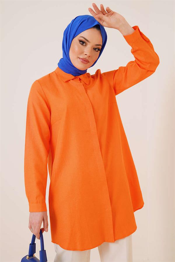 Classic Collar Oval Cut Orange Shirt